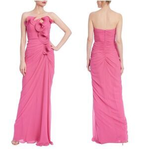 BADGLEY MISCHKA Strapless ruffled chiffon gown Size 16